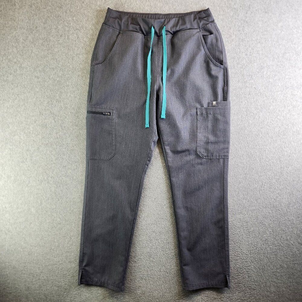 Figs Scrub Pants Womens MP Gray High Waisted Yola Skinny Leg Zip Cargo Nursing